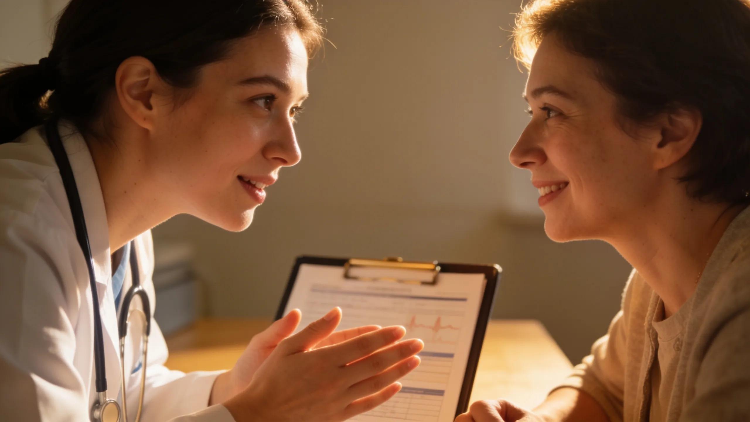 Healthcare provider consulting with a patient about spinal decompression therapy safety