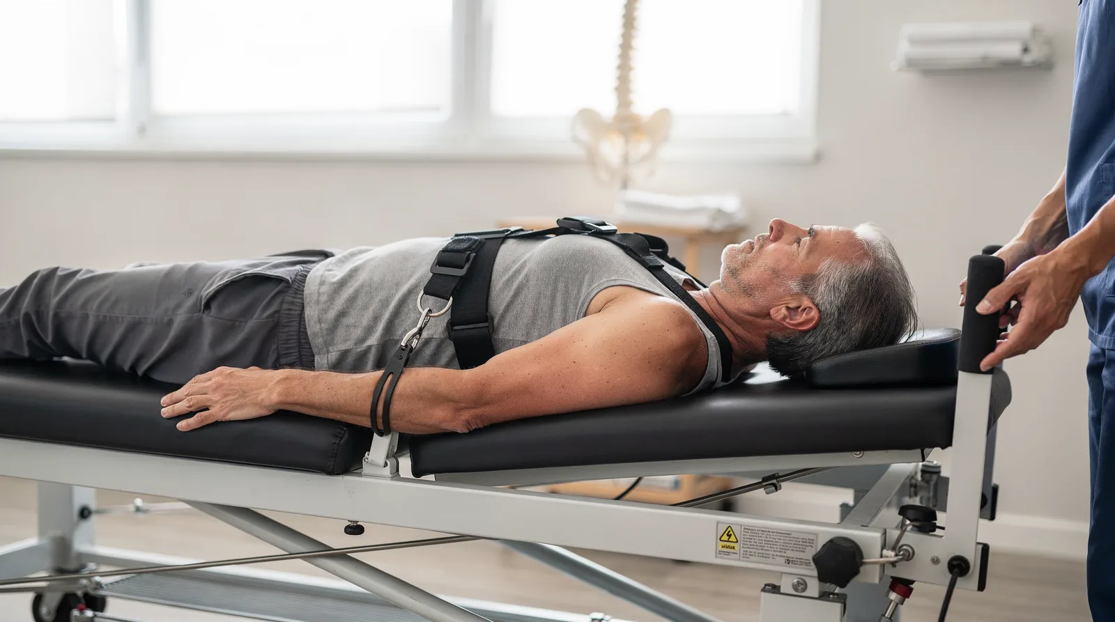 Spinal decompression uses manually or mechanically created forces that stretch and mobilize the spine