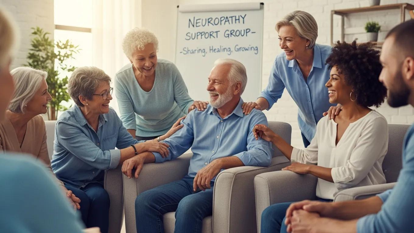 Diverse group of patients sharing positive experiences in a supportive therapy session