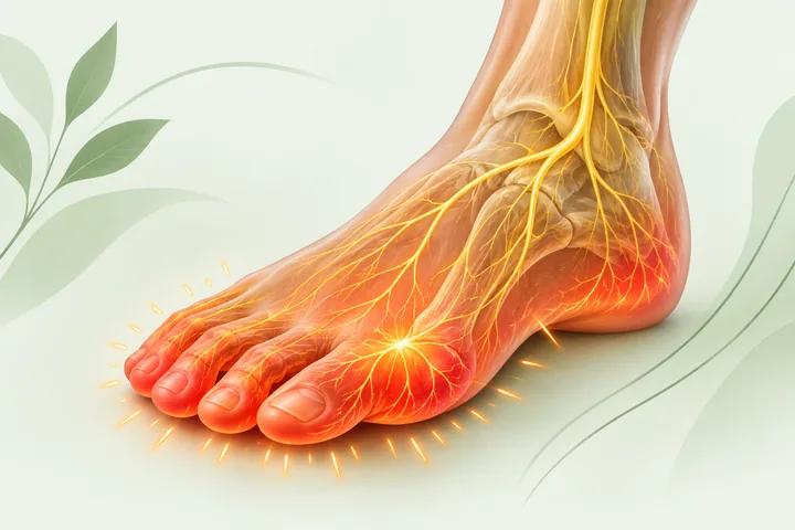 Illustration of foot pain and pins-and-needles sensations